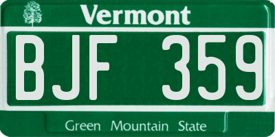 VT license plate BJF359