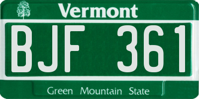 VT license plate BJF361