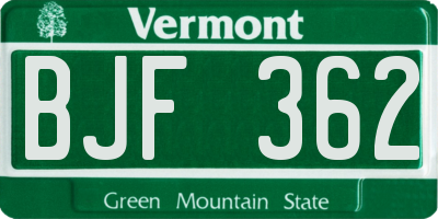 VT license plate BJF362