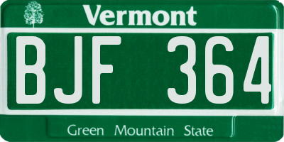 VT license plate BJF364