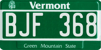 VT license plate BJF368