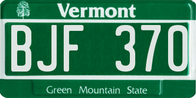 VT license plate BJF370