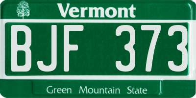 VT license plate BJF373