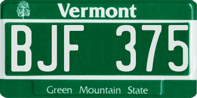 VT license plate BJF375