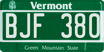 VT license plate BJF380