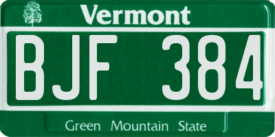 VT license plate BJF384