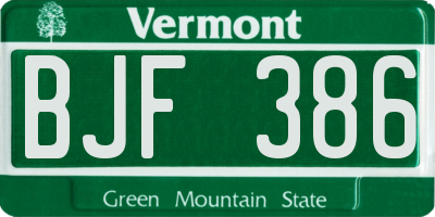 VT license plate BJF386