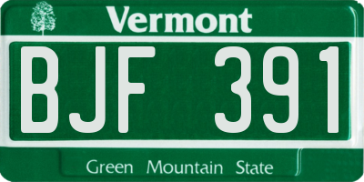 VT license plate BJF391