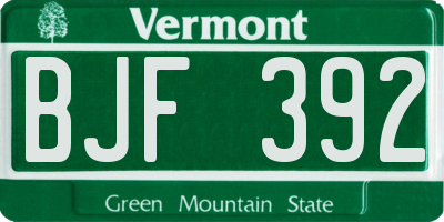 VT license plate BJF392