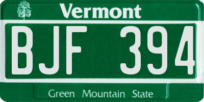 VT license plate BJF394
