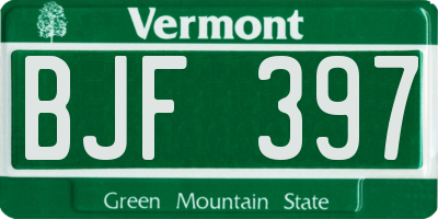 VT license plate BJF397