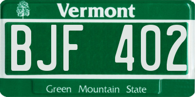 VT license plate BJF402