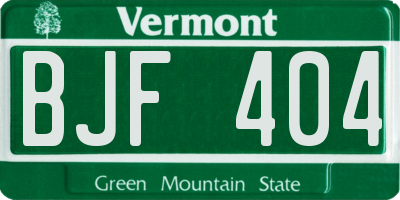 VT license plate BJF404