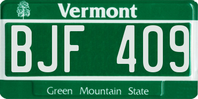 VT license plate BJF409