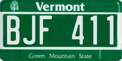 VT license plate BJF411