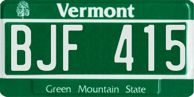 VT license plate BJF415