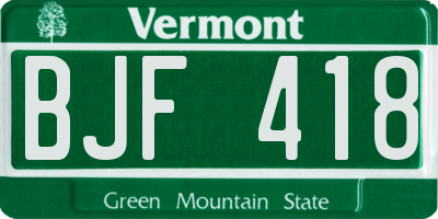 VT license plate BJF418