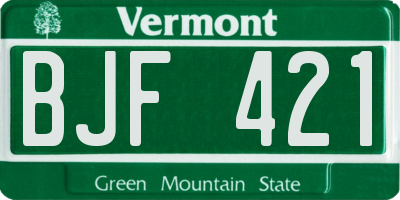 VT license plate BJF421