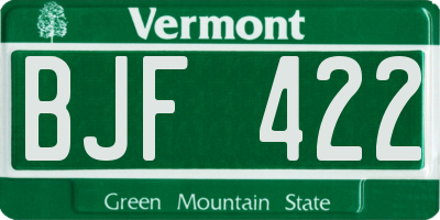 VT license plate BJF422