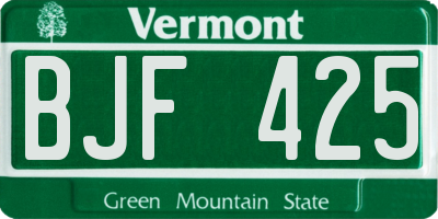 VT license plate BJF425