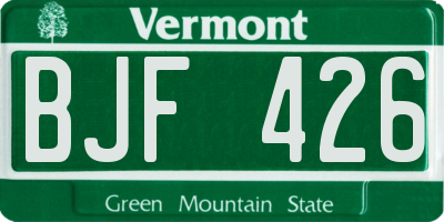 VT license plate BJF426