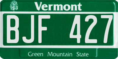 VT license plate BJF427