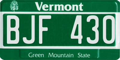 VT license plate BJF430