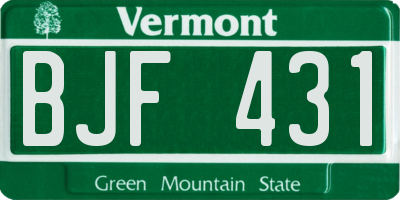 VT license plate BJF431