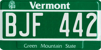VT license plate BJF442