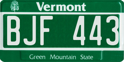 VT license plate BJF443