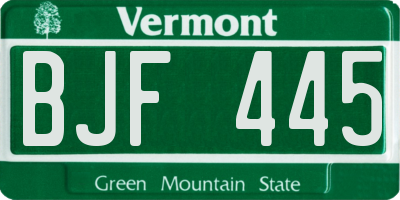 VT license plate BJF445