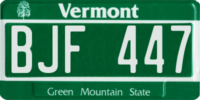 VT license plate BJF447