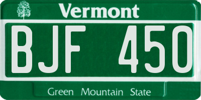 VT license plate BJF450