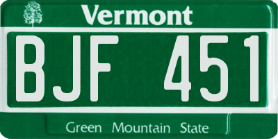 VT license plate BJF451