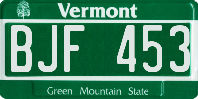 VT license plate BJF453