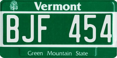 VT license plate BJF454