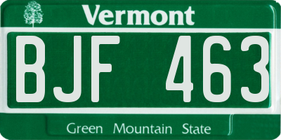 VT license plate BJF463