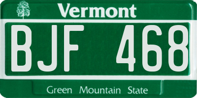 VT license plate BJF468