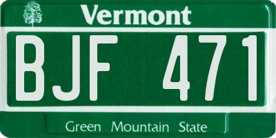 VT license plate BJF471