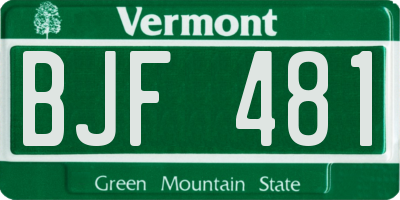 VT license plate BJF481