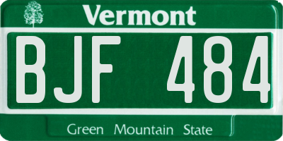 VT license plate BJF484