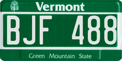 VT license plate BJF488