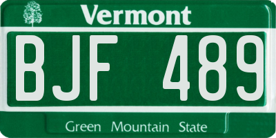 VT license plate BJF489