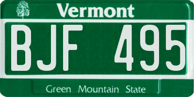 VT license plate BJF495