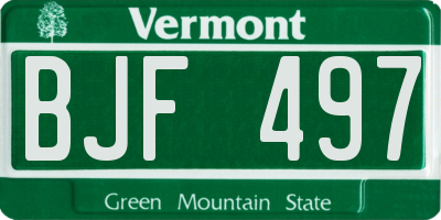 VT license plate BJF497