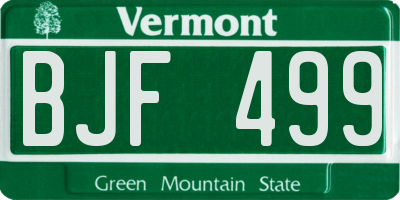 VT license plate BJF499