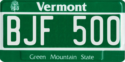 VT license plate BJF500