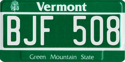 VT license plate BJF508