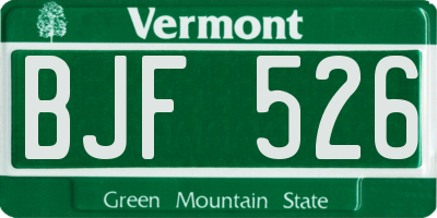 VT license plate BJF526