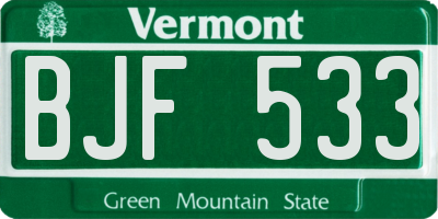 VT license plate BJF533